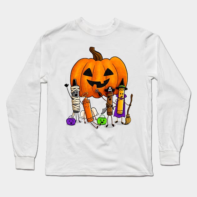 Halloween Color Crayons Long Sleeve T-Shirt by 513KellySt